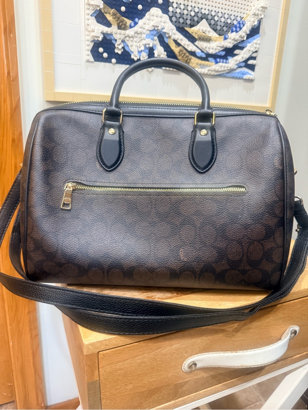 Coach Rowan Satchel Walmit and Black with Gold - Picture 4 of 6